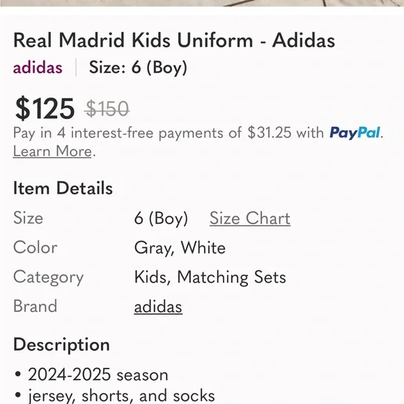 Adidas Kids Gray and White Soccer Set, Size 6 - Picture 14 of 14